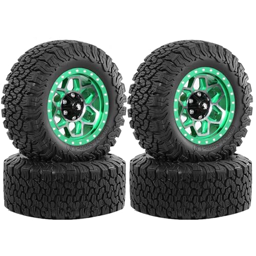4 x Aluminium-Legierungsfelgen, 90 x 37,5 mm, Sechskant-Nabe, 12 mm, RC-Ersatzteile für MN 1/12 86S G500 Crawler RC Car (grün) von ULIIK