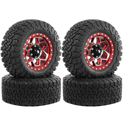 4 x Aluminium-Legierungsfelgen, 90 x 37,5 mm, Sechskant-Nabe, 12 mm, RC-Ersatzteile für MN 1/12 86S G500 Crawler RC Car (rot) von ULIIK