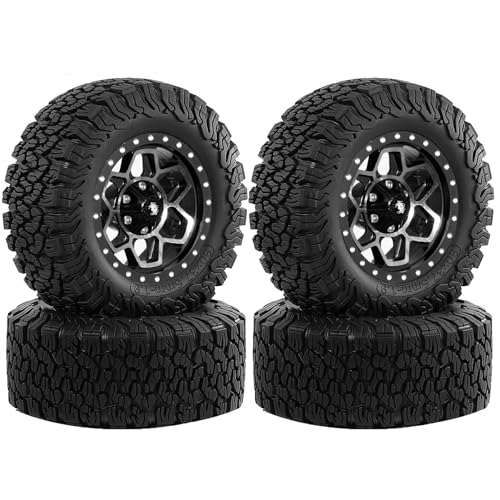 4 x Aluminium-Legierungsfelgen, 90 x 37,5 mm, Sechskant-Nabe, 12 mm, RC-Ersatzteile für MN 1/12 86S G500 Crawler RC Car (schwarz) von ULIIK