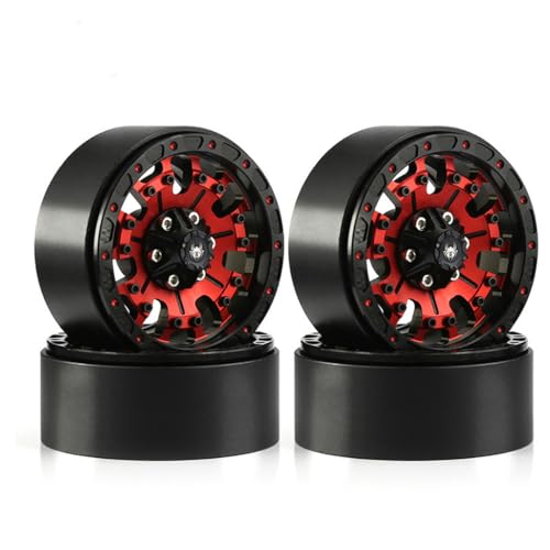 4 x CNC-Aluminium-Felge, 56 x 26 mm, RC-Upgrade-Teile für 1/10 SCX10III TRX4 90046 90047 D90 D110 RC 4WD Crawler RC Car (rot) von ULIIK