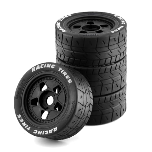 4 x Gummi-Reifenrad, 110 x 45 mm, RC-Ersatzteile für 1/8 1/7 ARRMA Infraction Felony ZD Racing KM Rally X3GT RC Auto (schwarz) von ULIIK