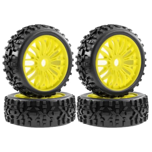 4 x Gummi-Reifenrad, 115 x 43 mm, RC-Ersatzteile für Serpent SRX8 Kyosho MP9 1/8 Buggy Off-Road RC Auto (gelb) von ULIIK