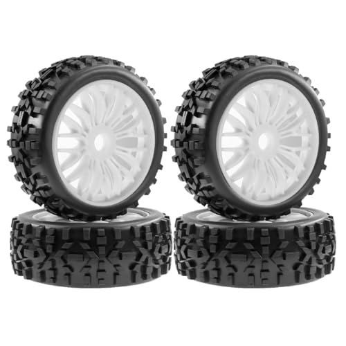 4 x Gummi-Reifenrad, 115 x 43 mm, RC-Ersatzteile für Serpent SRX8 Kyosho MP9 1/8 Buggy Off-Road RC Auto (weiß) von ULIIK