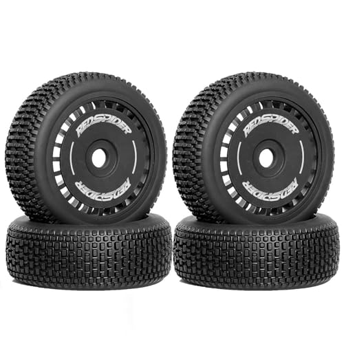 4 x Gummi-Reifenrad, 118 x 43 mm, RC-Ersatzteile für ARRMA Typhon 6S, Traxxas Jato 1/8 Buggy Off-Road RC Auto (schwarz) von ULIIK