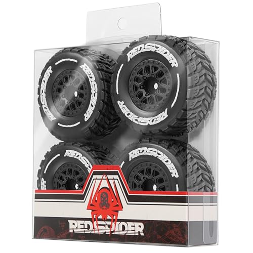 4 x Gummi-Reifenrad, 65 x 28 mm, RC-Ersatzteile für ARRMA 1/14 Mojave GROM RC Auto (schwarz) von ULIIK