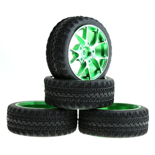 4 x Metall-Radnaben-Reifen RC Ersatzteile für Sakura 3 Racing HSP 94122 Kyosho FW06 Drift Racing RC Auto (grün) von ULIIK