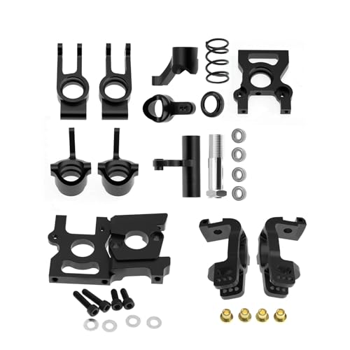 Aluminium-Legierung Radsitz Lenkgruppe Motorhalterung Zentraldifferential Festsitz RC Upgrade Teile Set für ZD Racing DBX-07 EX-07 1/7 RC Auto (schwarz) von ULIIK