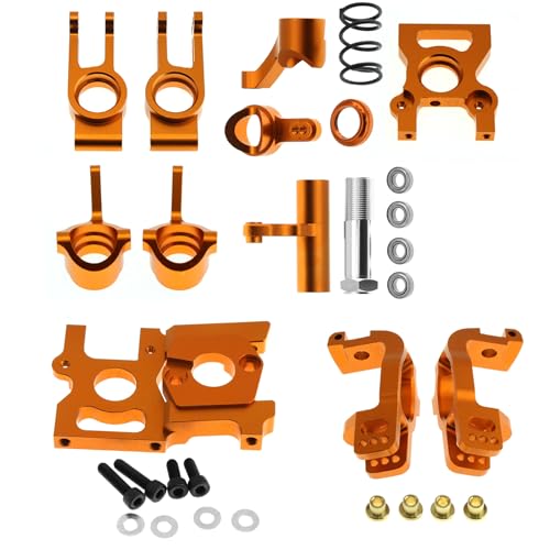 Aluminium-Legierung Radsitz Lenkgruppe Motorhalterung Zentraldifferential Festsitz RC Upgrade Teile Set für ZD Racing DBX-07 EX-07 1/7 RC Car (Orange) von ULIIK
