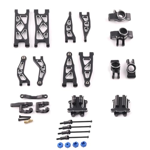 Aluminium Vordere Hintere Querlenker Lenkbecher Wave Box Cap Lenkgruppe Antriebswelle RC Verbessertes Teile-Set für ARRMA 1/18 2S Granit GROM RTR ARA2102 RC Car (Schwarz) von ULIIK