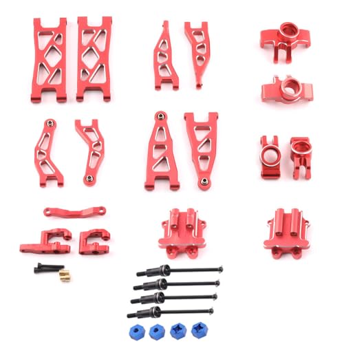 Aluminium Vordere Hintere Querlenker Lenkbecher Wave Box Cap Lenkgruppe Antriebswelle RC Verbessertes Teile-Set für ARRMA 1/18 2S Granit GROM RTR ARA2102 RC Car (rot) von ULIIK