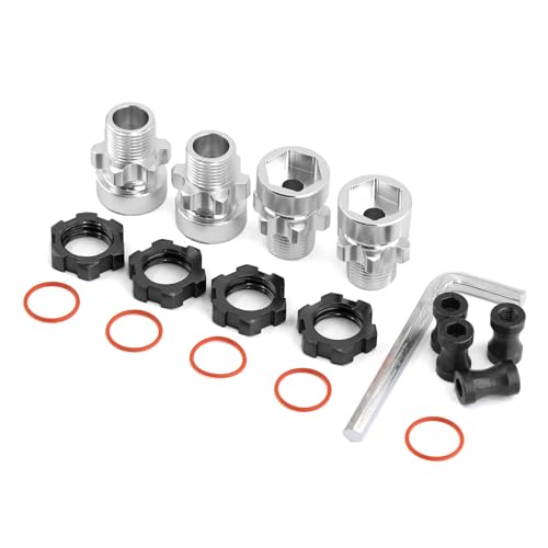 Aluminiumlegierung, 12 mm, konvertiert auf 17 mm Rad-Sechskant-Adapter, RC-Upgrade-Teile für TRAXXAS Slash 2WD Rustler Stampede Bandit 4WD RC Auto (schwarz) von ULIIK