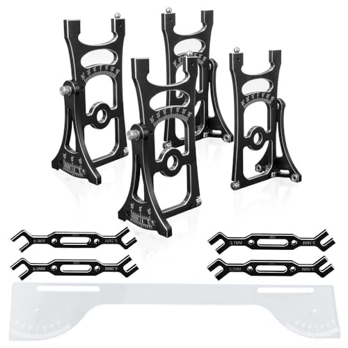 Aluminiumlegierung 17 mm RC Auto verstellbares Lineal Kit Messwerkzeug für 1/8 1/7 Rallye-Kurzstrecken-LKW Off-Road RC Auto (schwarz + Schraubenschlüssel) von ULIIK