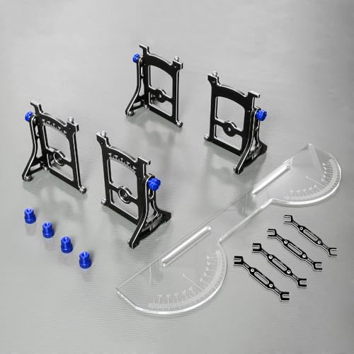 Aluminiumlegierung Kunststoff RC Auto Einstellbares Lineal Lenkglied Synchronisator Setup System Lenkmesswerkzeug für 1/10 RC Drift Rennwagen (blau + Schraubenschlüssel) von ULIIK