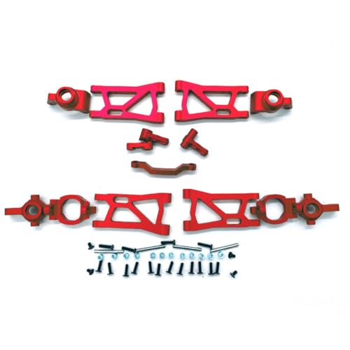 Aluminiumlegierung Querlenker Radsitz Lenkmontage RC Upgrade Teile Set für Remo Hobby 1/16 Smax 1621 1625 1631 1635 1651 1655 RC Car (rot) von ULIIK