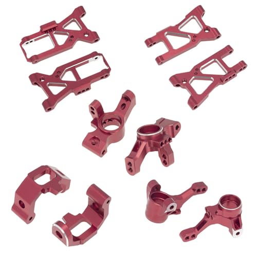 Aluminiumlegierung vorne hinten Querlenker Lenkbecher Hinterachse Sitz C-Sitz RC verbessertes Teile-Set für TRAXXAS 1/10 4-Tec 3.0 C8 RC Rennwagen (rot) von ULIIK