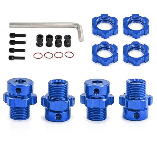 Breitradadapter aus Aluminiumlegierung, RC-Upgrade-Teile für Traxxas 1/10 E-Revo/E-Maxx/T-Maxx/Revo RC Auto (blau) von ULIIK