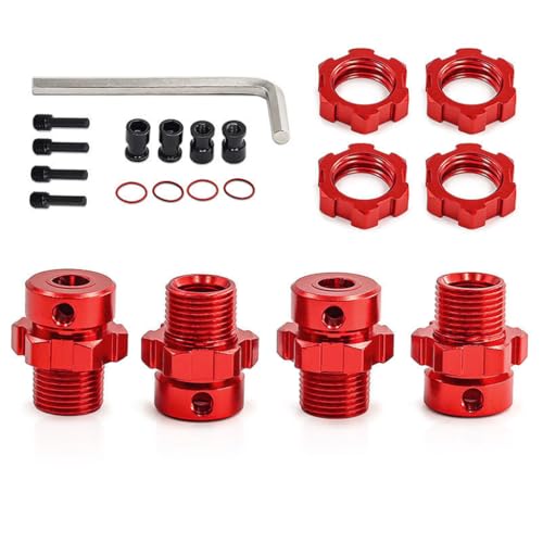 Breitradadapter aus Aluminiumlegierung, RC-Upgrade-Teile für Traxxas 1/10 E-Revo/E-Maxx/T-Maxx/Revo RC Auto (rot) von ULIIK