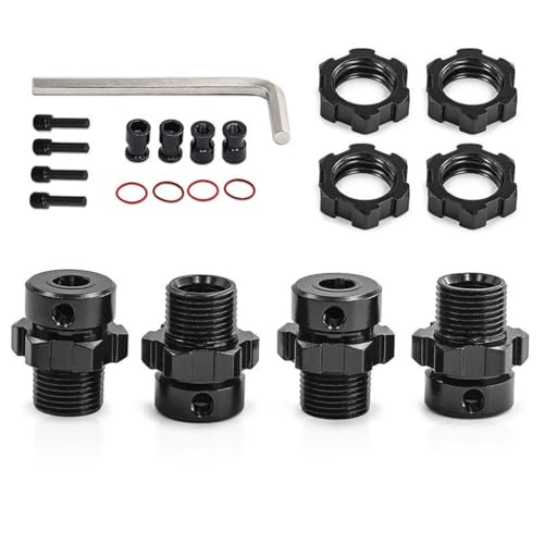 Breitradadapter aus Aluminiumlegierung für Traxxas 1/10 E-Revo/E-Maxx/T-Maxx/Revo RC Auto (schwarz) von ULIIK