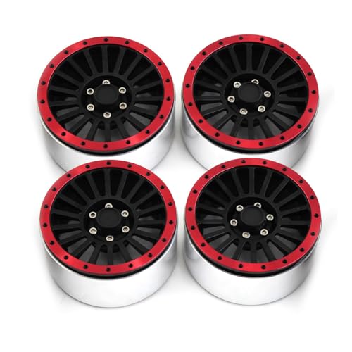 CNC-Aluminium-Felge, 75 x 38 mm, RC-Ersatzteile für Yikong YK4082 4083 KM2 KM3 KM4 KM5 CROSSRC 1/8 Crawler RC Auto, Rot, 4 Stück von ULIIK