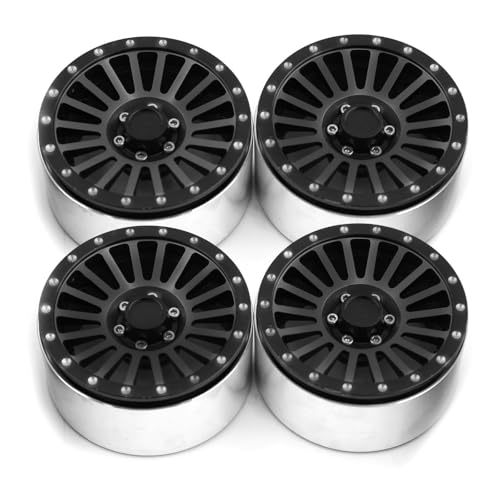 CNC-Aluminium-Felge, 75 x 38 mm, RC-Ersatzteile für Yikong YK4082 4083 KM2 KM3 KM4 KM5 CROSSRC 1/8 Crawler RC Auto, Schwarz, 4 Stück von ULIIK