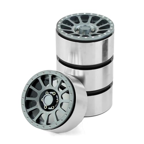 CNC-Aluminium-Felge, 75 x 38 mm, RC-Ersatzteile für Yikong YK4082 4083 KM2 KM3 KM4 KM5 CROSSRC 1/8 Crawler RC Auto (Titan), 4 Stück von ULIIK