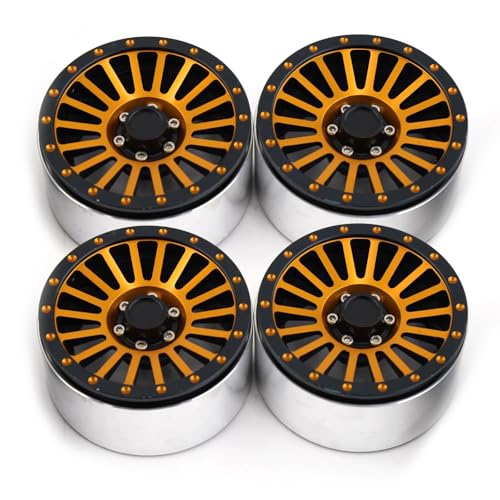 CNC-Aluminium-Felge, 75 x 38 mm, RC-Ersatzteile für Yikong YK4082 4083 KM2 KM3 KM4 KM5 CROSSRC 1/8 Crawler RC Car (Golden), 4 Stück von ULIIK