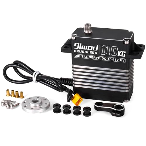 CNC-Aluminiumgehäuse, 110 kg, Metallgetriebe, bürstenlos, digital, Servo, großes Drehmoment, HV 10–15 V, mit Servo-Hupen-Kit für 1/5-RC-Auto-Roboter, RC-Modell, DIY CNC-Aluminiumgehäuse, 110 kg, Metallgetriebe, bürstenlos, digital, Servo, großes Drehmoment, HV 10–15 V, mit Servo-Hupen-Kit für 1/5-RC-Auto-Roboter, RC-Modell, DIY von ULIIK