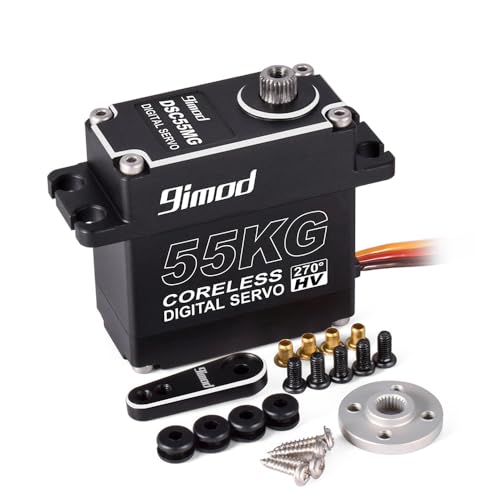 CNC-Aluminiumgehäuse, 55 kg, Metallgetriebe, wasserdicht, digital, kernlos, Servo-Magnetsensor, hohes Drehmoment, für 1/8 1/10 Crawler RC Auto RC Boot Roboter (Steuerwinkel 270 °) von ULIIK