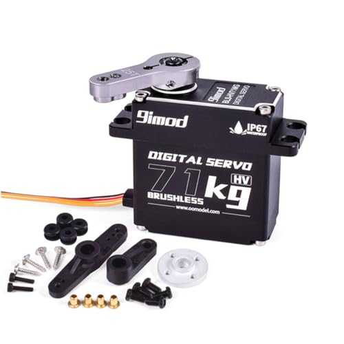 CNC-Aluminiumgehäuse, 71 kg, Metallgetriebe, wasserdicht, digital, bürstenlos, Servo 8,4 V, mit Servo-Hupen-Kit für 1/8 1/10 Crawler RC Auto RC Boot Roboter DIY (Steuerwinkel 360 °) von ULIIK