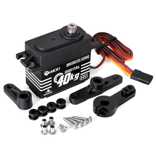 CNC-Aluminiumgehäuse, wasserdicht, 20 kg/30 kg/40 kg, Metallgetriebe, digitaler bürstenloser Servo für ferngesteuertes Auto, Boot, Roboter (40 kg - 180 °) von ULIIK