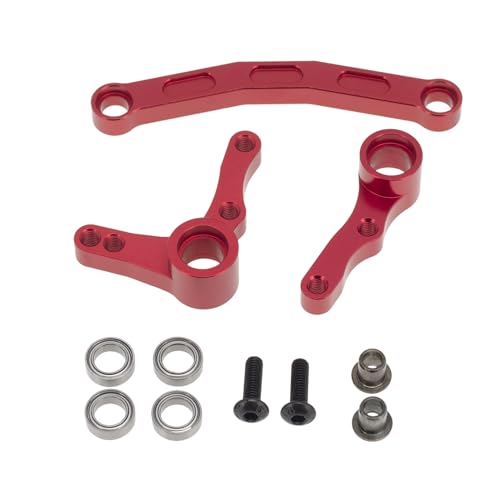 CNC Aluminiumlegierung Lenkgruppe RC Upgrade Teile für Redcat 1/10 Blackout XTE XBE SC RC Auto (rot) von ULIIK