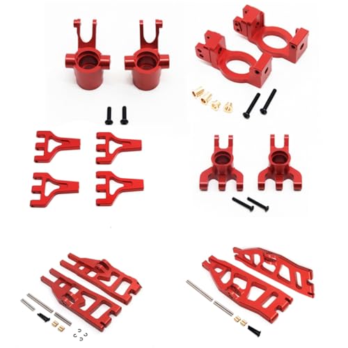 CNC-Aluminiumlegierung-Lenkradsitz-Querlenker-Set, RC-Upgrade-Teile für Redcat 1/6 Shredder RC Car (rot) von ULIIK