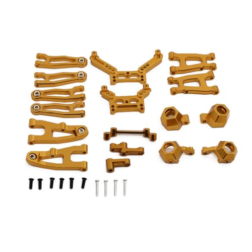 CNC Aluminiumlegierung Querlenker Lenkmontage Stoßturm Radsitz RC Upgrade Teile Set für 1/16 SG1603 SG1604 UD1601 UD16024 RC Auto (Golden) von ULIIK