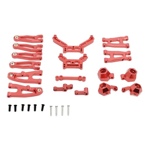 CNC Aluminiumlegierung Querlenker Lenkmontage Stoßturm Radsitz RC Upgrade Teile Set für 1/16 SG1603 SG1604 UD1601 UD16024 RC Auto (rot) von ULIIK