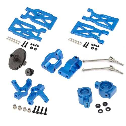 CNC Aluminiumlegierung Querlenker Radsitz Antriebswelle Stirnradgetriebe Motor Getriebe RC Upgrade Teile Set für WLtoys 1/10 104001 RC Car (Dunkelblau) von ULIIK