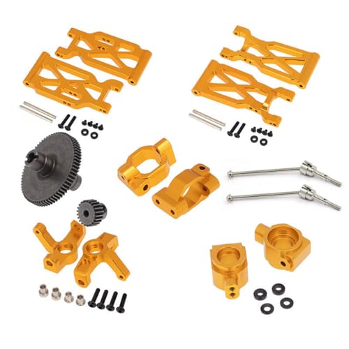 CNC Aluminiumlegierung Querlenker Radsitz Antriebswelle Stirnradgetriebe Motor Getriebe RC Upgrade Teile Set für WLtoys 1/10 104001 RC Car (Golden) von ULIIK
