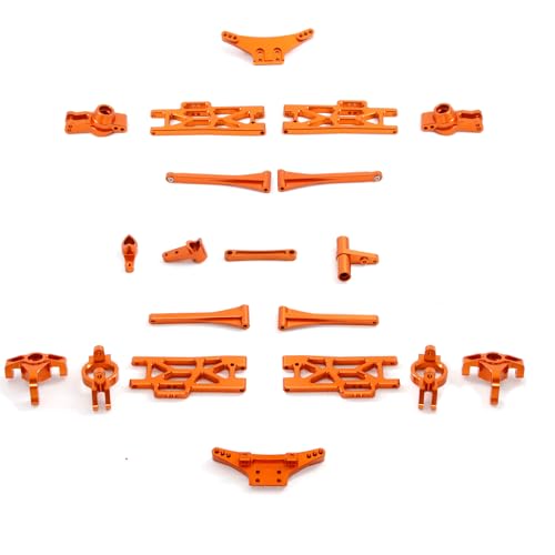 CNC Aluminiumlegierung Querlenker Radsitz Lenkgruppe Shock Tower RC Upgrade Teile Set für WLtoys 104009/12401/12402-A/12404/12409 RC Car (Orange) von ULIIK