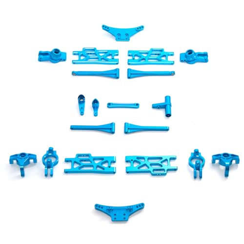 CNC Aluminiumlegierung Querlenker Radsitz Lenkgruppe Shock Tower RC Upgrade Teile Set für WLtoys 104009/12401/12402-A/12404/12409 RC Car (blau) von ULIIK