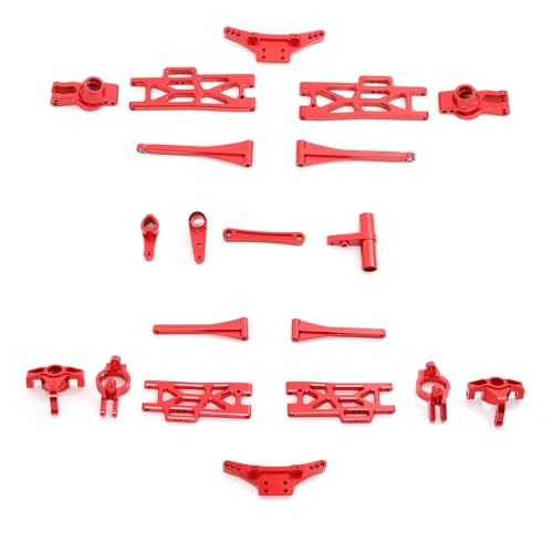 CNC Aluminiumlegierung Querlenker Radsitz Lenkgruppe Shock Tower RC Upgrade Teile Set für WLtoys 104009/12401/12402-A/12404/12409 RC Car (rot) von ULIIK