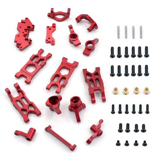 CNC Aluminiumlegierung Querlenker Radsitz Stoßturm Lenkmontage RC Upgrade Teile Set für 1/18 HBX 18859 18858 18857 18856 RC Car (rot) von ULIIK