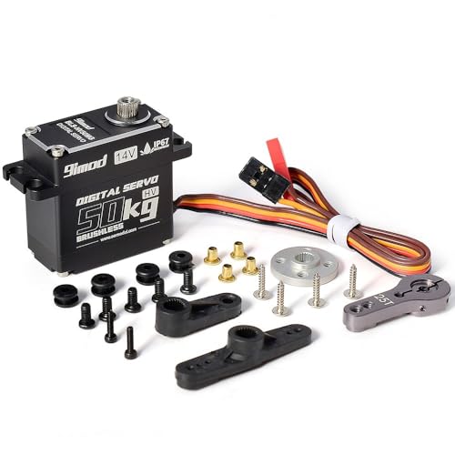 CNC-Vollaluminiumgehäuse, wasserdicht, 50 kg/60 kg/70 kg, Metallgetriebe, digital, bürstenlos, Hochspannung, 14 V, für ferngesteuertes Auto, Boot, Roboter (50 kg - 270 °) von ULIIK