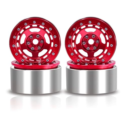 Felge aus Aluminiumlegierung, 64 x 35 mm, RC, verbesserte Teile für 1/10 Crawler für TRX4 SCX10 YK4102 D90 RC Kletterauto, Rot, 4 Stück von ULIIK