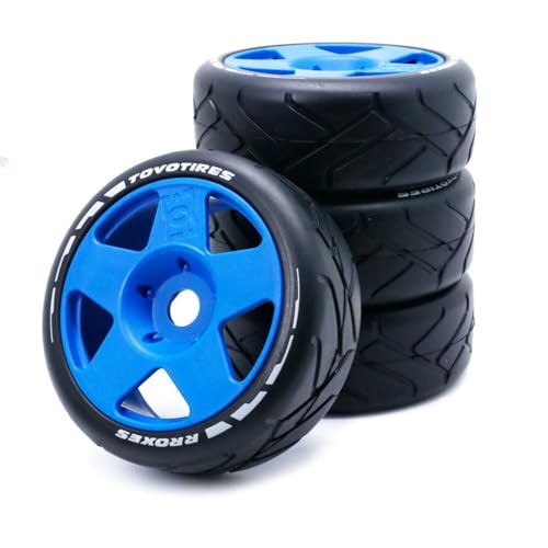 Gummi-Reifenrad, 103 x 40 mm, Sechskant-Nabe, 17 mm, RC-Ersatzteile für 1/8 Rallye-Touring-Drift-RC-Auto, Blau, 4 Stück Gummi-Reifenrad, 103 x 40 mm, Sechskant-Nabe, 17 mm, RC-Ersatzteile für 1/8 Rallye-Touring-Drift-RC-Auto, Blau, 4 Stück von ULIIK