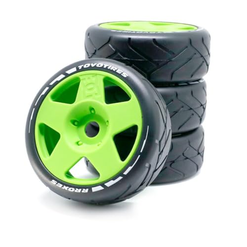 Gummi-Reifenrad, 103 x 40 mm, Sechskant-Nabe, 17 mm, RC-Ersatzteile für 1/8 Rallye-Touring-Drift-RC-Auto, Grün, 4 Stück Gummi-Reifenrad, 103 x 40 mm, Sechskant-Nabe, 17 mm, RC-Ersatzteile für 1/8 Rallye-Touring-Drift-RC-Auto, Grün, 4 Stück von ULIIK