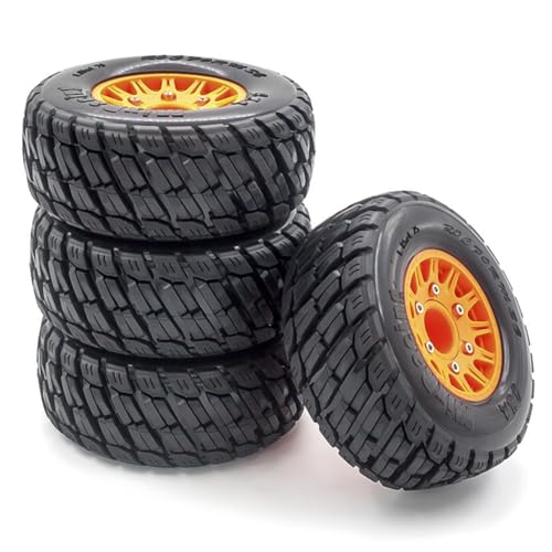 Gummi-Reifenrad, 110 x 47 mm, mit austauschbarem 12 mm, 14 mm, 17 mm, Sechskant-Adapter, RC-Ersatzteile für 1/8, 1/10 Kurzstrecken-LKW, On-Road-RC-Auto, Orange, 4 Stück Gummi-Reifenrad, 110 x 47 mm, mit austauschbarem 12 mm, 14 mm, 17 mm, Sechskant-Adapter, RC-Ersatzteile für 1/8, 1/10 Kurzstrecken-LKW, On-Road-RC-Auto, Orange, 4 Stück von ULIIK