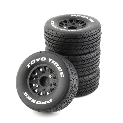 Gummi-Reifenrad, 113 x 46 mm, mit austauschbarem 12 mm, 14 mm, 17 mm, Sechskant-Adapter, RC-Ersatzteile für 1/8 1/10 Kurzstrecken-LKW, On-Road-RC-Auto, Schwarz, 4 Stück Gummi-Reifenrad, 113 x 46 mm, mit austauschbarem 12 mm, 14 mm, 17 mm, Sechskant-Adapter, RC-Ersatzteile für 1/8 1/10 Kurzstrecken-LKW, On-Road-RC-Auto, Schwarz, 4 Stück von ULIIK