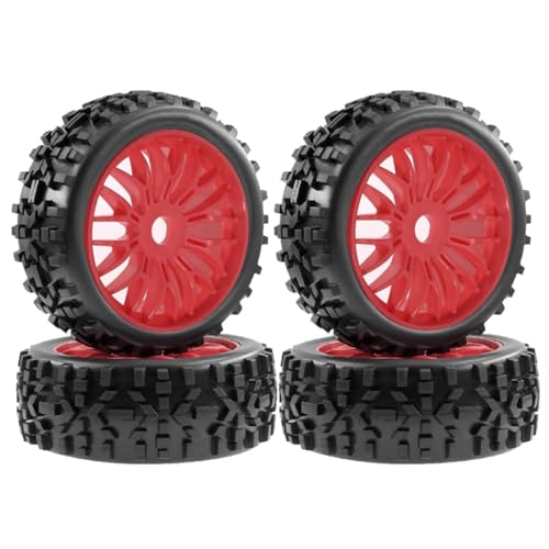 Gummi-Reifenrad, 115 x 43 mm, RC-Ersatzteile für Serpent SRX8 Kyosho MP9 1/8 Buggy Off-Road RC Auto, Rot, 4 Stück von ULIIK