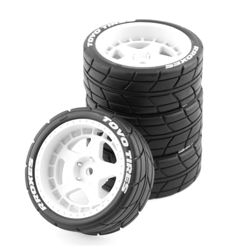 Gummi-Reifenrad, 65 x 26 mm, RC-Ersatzteile für HPI KYOSHO Tamiya 1/10 WRC TT02 XV01 Touring Drift RC Car (weiß), 4 Stück von ULIIK