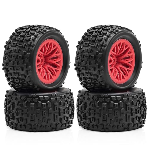 Gummi-Reifenrad, 72,5 x 40 mm, RC-Ersatzteile für ARRMA 1/18 Typhon GROM Granit RC Auto, Rot, 4 Stück von ULIIK
