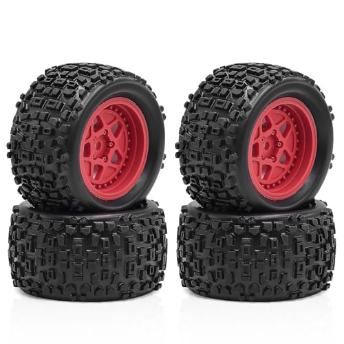 Gummi-Reifenrad, 72,5 x 40 mm, RC-Ersatzteile für ARRMA 1/18 Typhon GROM Granit RC Auto, Rot, 4 Stück von ULIIK